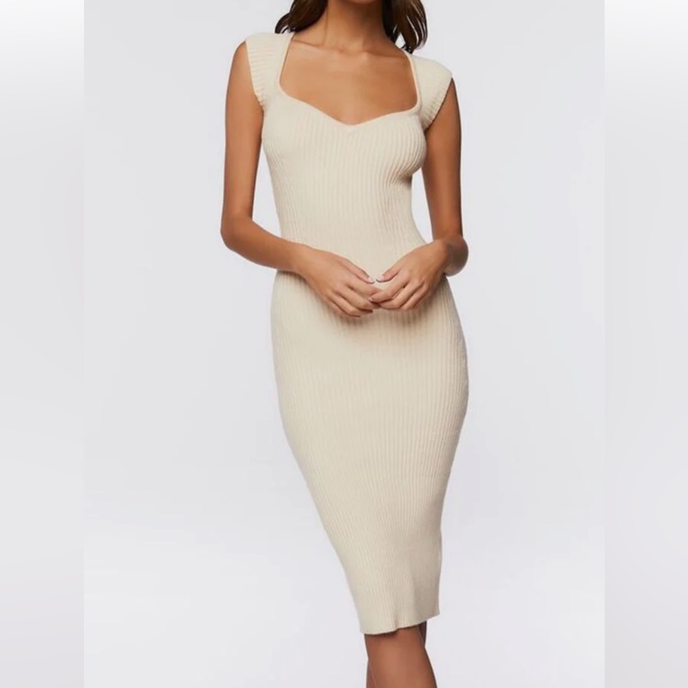 Sweater Knit Ribbed Midi Dress